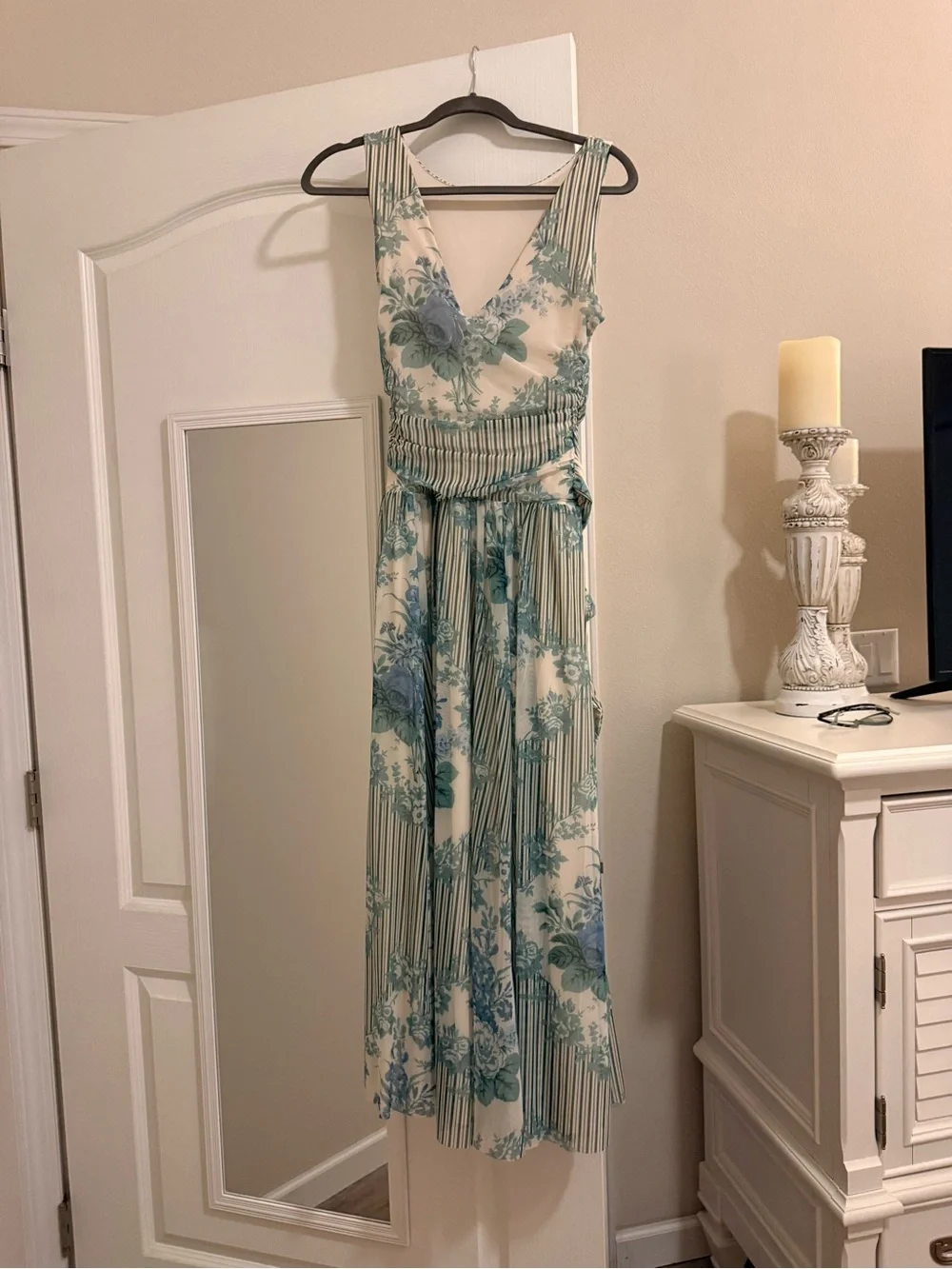 Abercrombie & Fitch Cream Maxi Dress with Teal Floral Print